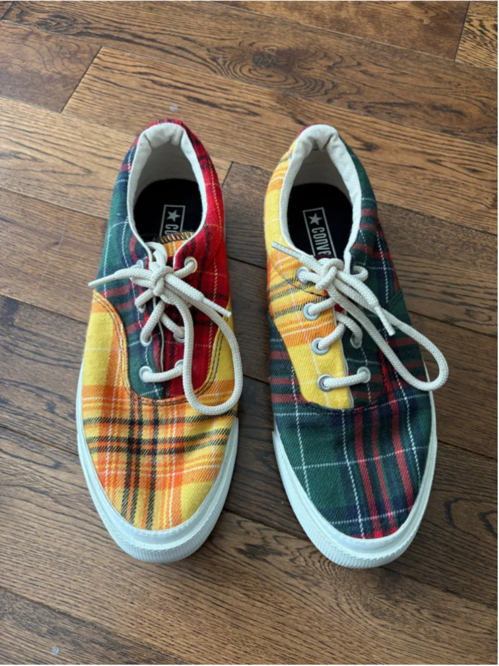 Converse Plaid Sneakers, Multi-color Red Green Yellow Unisex M 5/ W 6.5